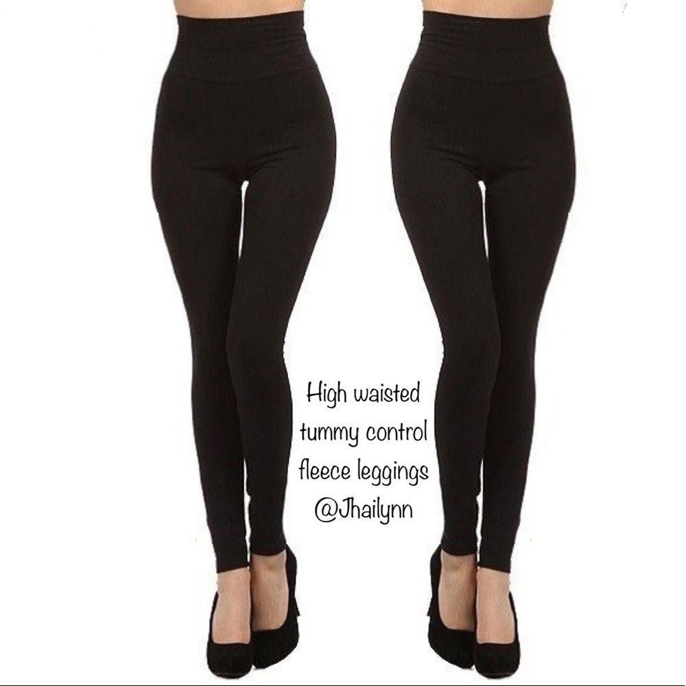 Black High waisted tummy control fleece leggings